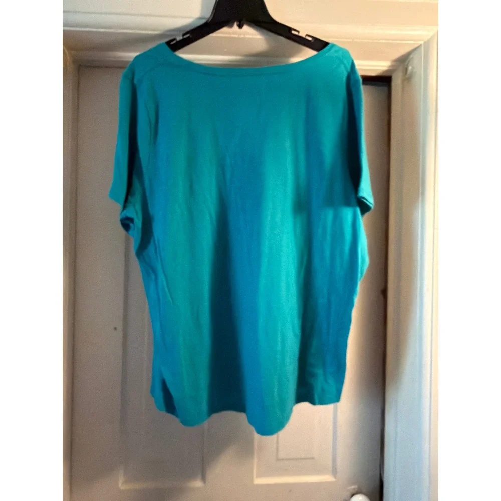 Sonoma Goods For Life The Everyday Tee Womens 2X Teal Blue Short Sleeve T-Shirt - Picture 3 of 6